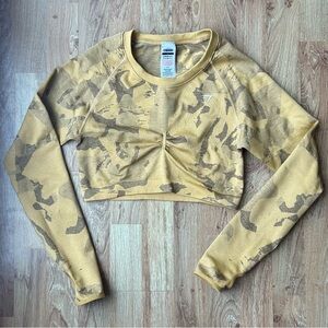 Gymshark Yellow Camouflage Cropped Top Size Large